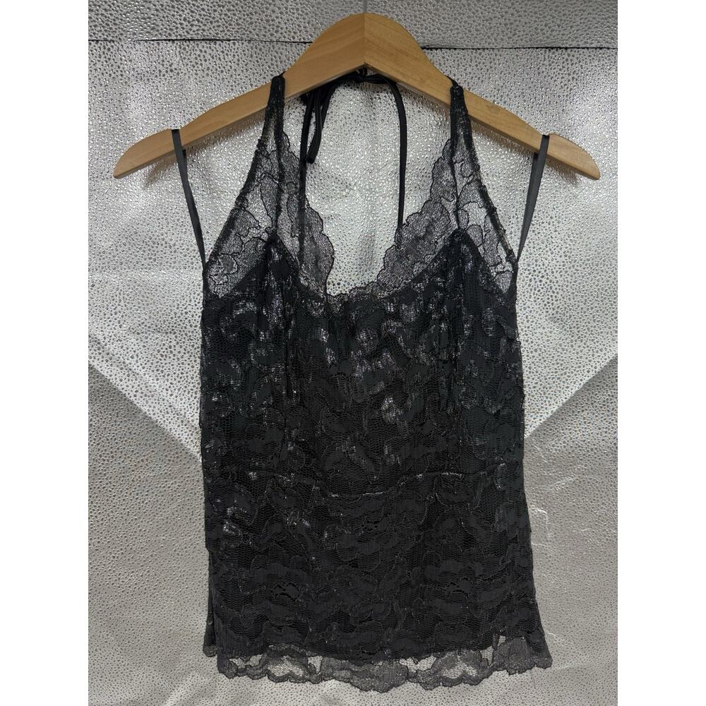 VTG Y2K The‎ Limited Black Lace Metallic Halter Top Fitted Whimsigoth Fairy M